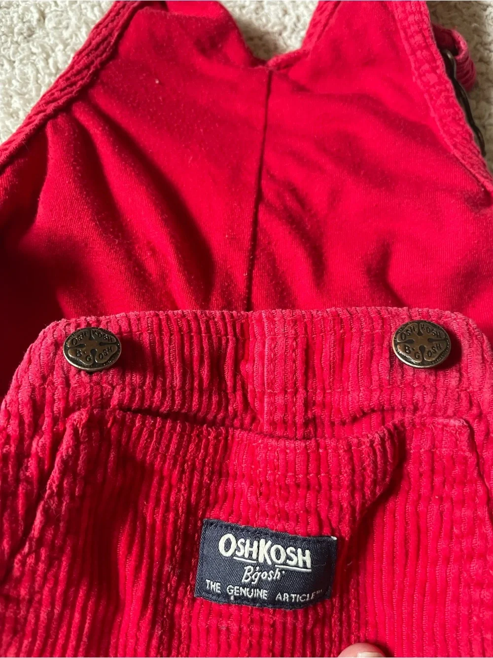 OshKosh B'gosh Red Lined Corduroy Baby Toddler Boy Overalls